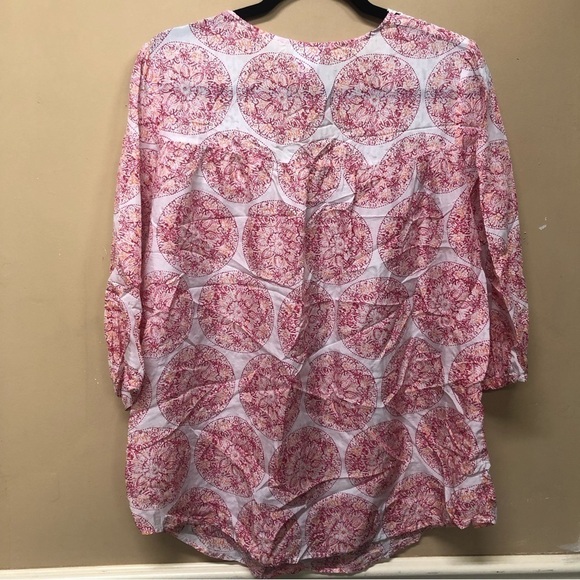 Calypso St Barth for Target 100% Silk Lightweight Blouse Crochet Medallion Sz L - Picture 2 of 5